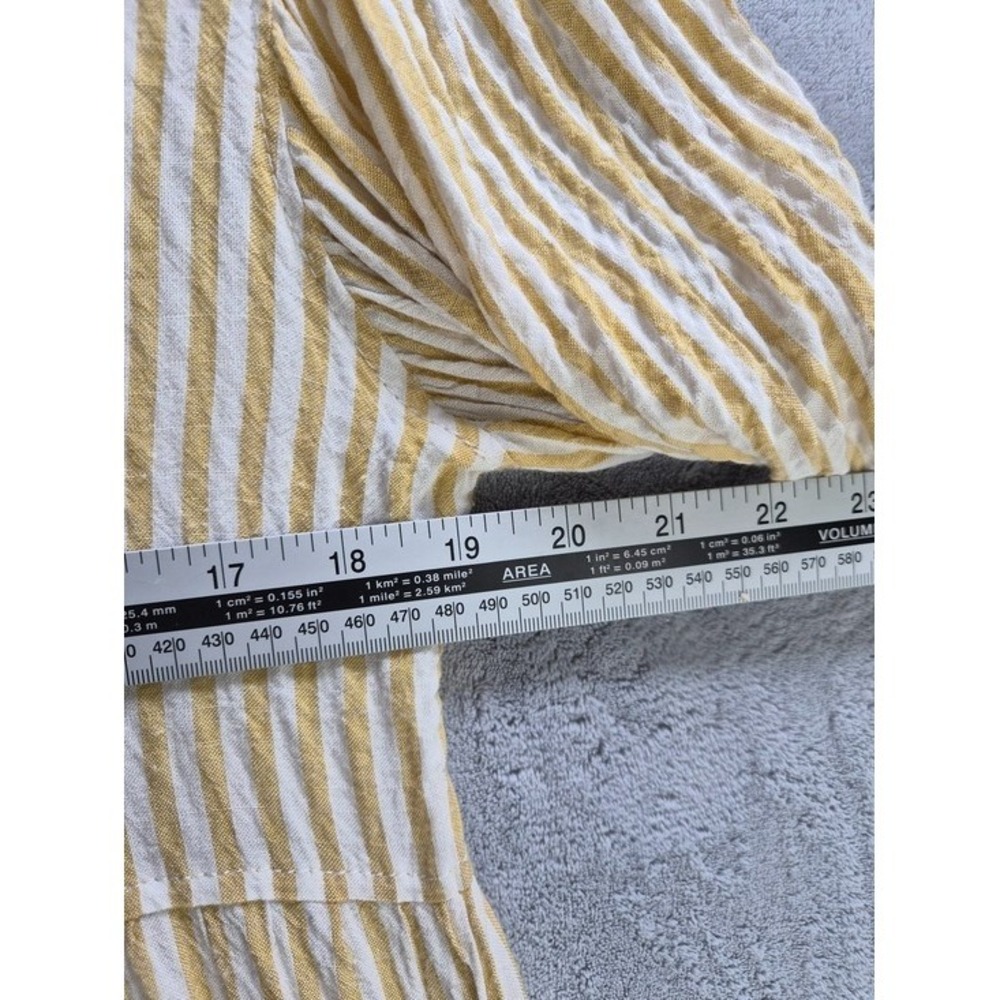 Max Studio Yellow White Striped Tiered Mini Shirt Dress Med Lagenlook Babydoll - Picture 13 of 14